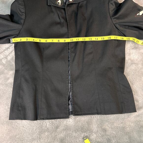 Harve Benard Jacket Womens 6 Black Vintage Embroidered Cutout Floral Open Front - Picture 4 of 11